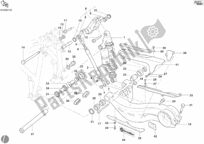 Tutte le parti per il Ammortizzatore Posteriore del Ducati Superbike 998 S Bayliss 2002